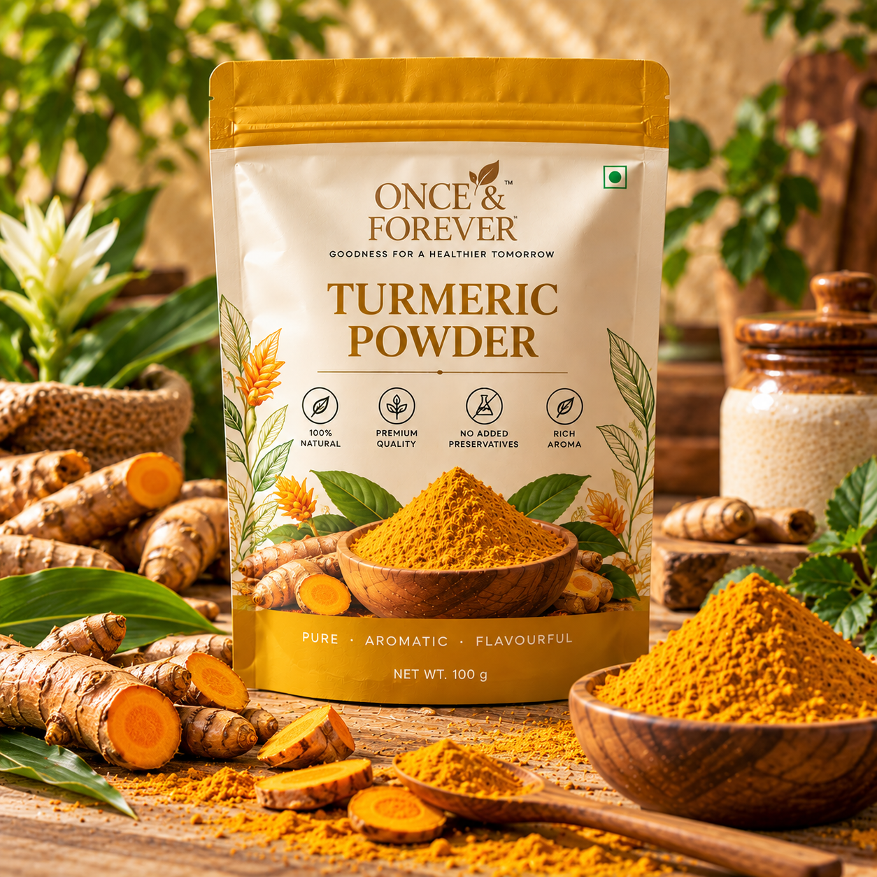 About Us golden turmeric powder product showcase